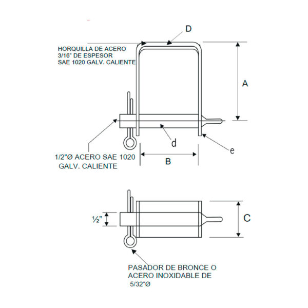 PORTALINEA VERTICAL UNIPOLAR TIPO CLEVIS